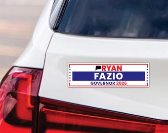 Ryan Fazio For Connecticut Governor 2026 Car Magnet - Vote Ryan Fazio Vehicle Magnet, Connecticut Governor Elections 2026 Magnet - 10" x 3"