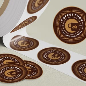 1000 Labels on Roll, Premium Gloss Waterproof Labels, Bulk Custom Sticker Labels, Your Design Logo, Personalized Free Proof Before Printing