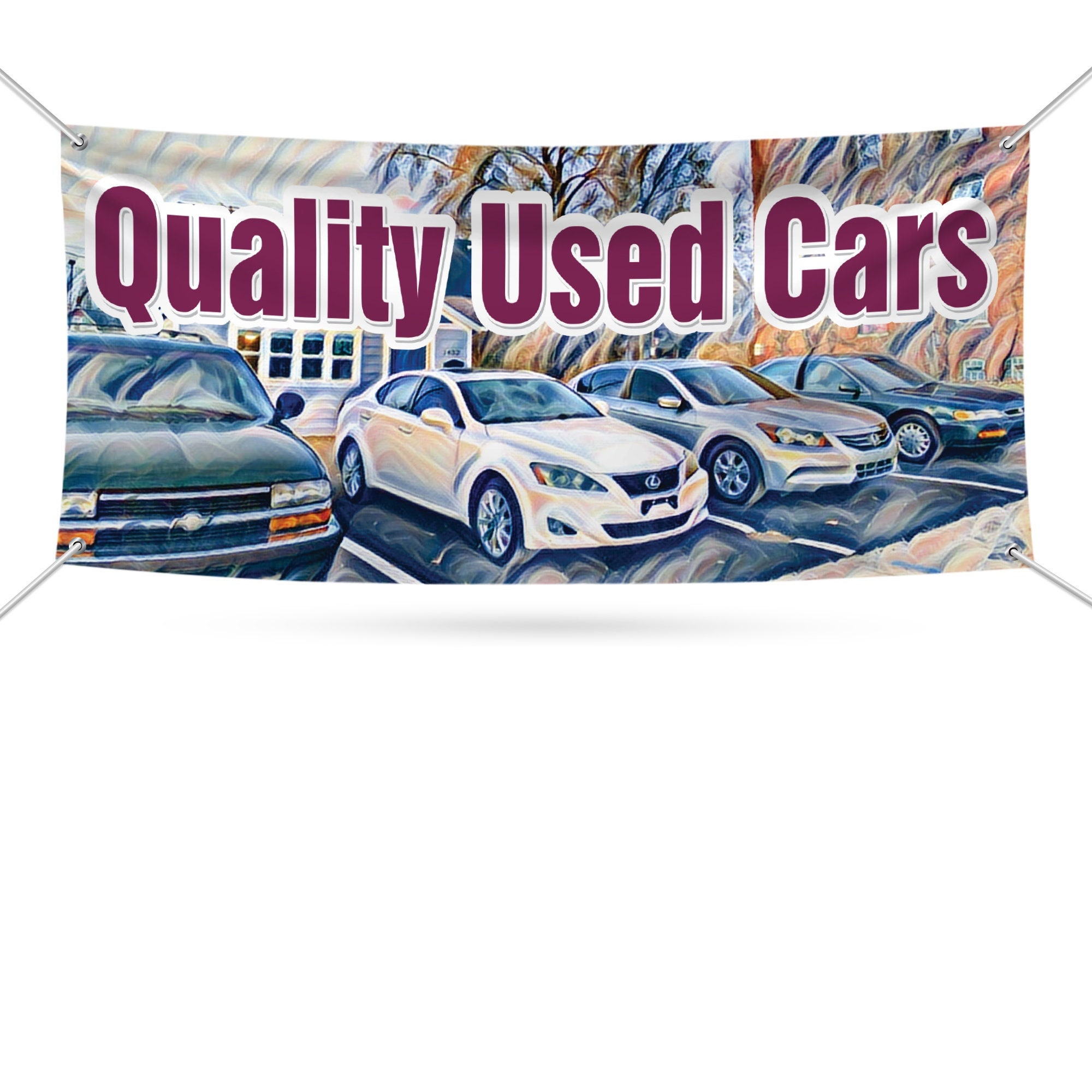 Quality Used Cars Banner Sign 13 oz Heavy Duty Waterproof Quality Used