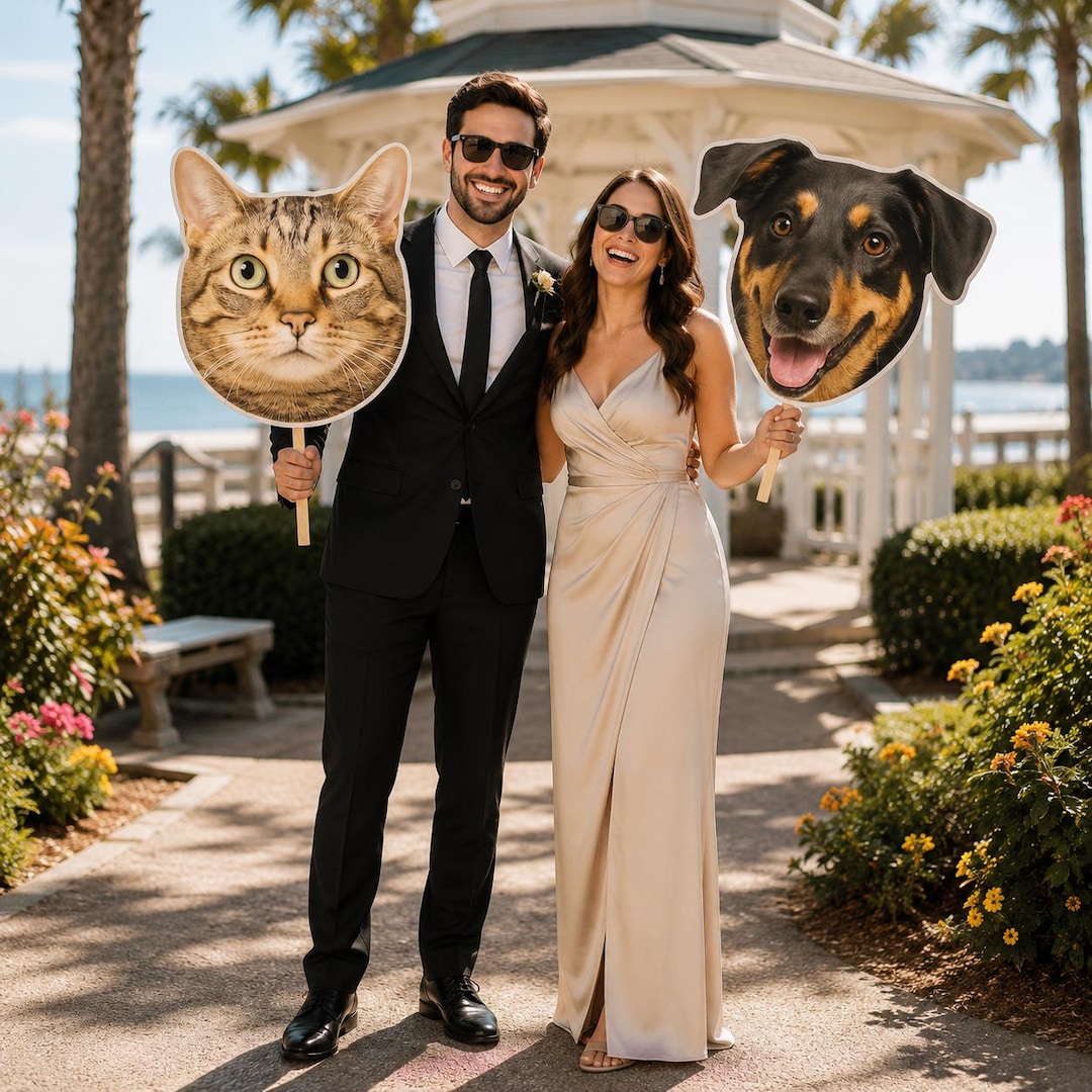 Custom Big Large Face Fans With Wooden Handle, Wedding Heads ...