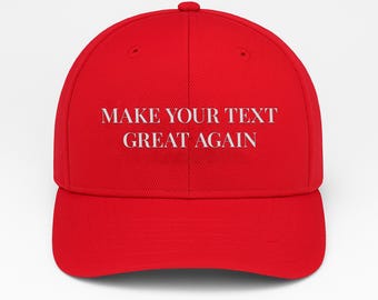 Make Your Text Great Again Hat, Custom Embroidered Red Baseball Cap, Funny Personalized MAGA Parody Hat, Adjustable Dad Cap, Joke Gift Idea
