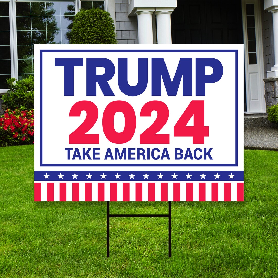 Trump 2025 Yard Sign Coroplast American Flag Donald Trump for President