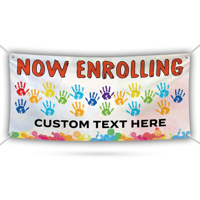 Custom Now Enrolling Banner Sign - 13 Oz Heavy Duty Waterproof Class ...