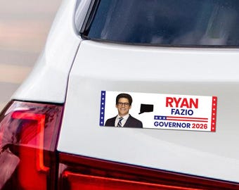 Ryan Fazio For Connecticut Governor 2026 Car Magnet - Vote Ryan Fazio Vehicle Magnet, Connecticut Governor Elections 2026 Magnet - 10" x 3"