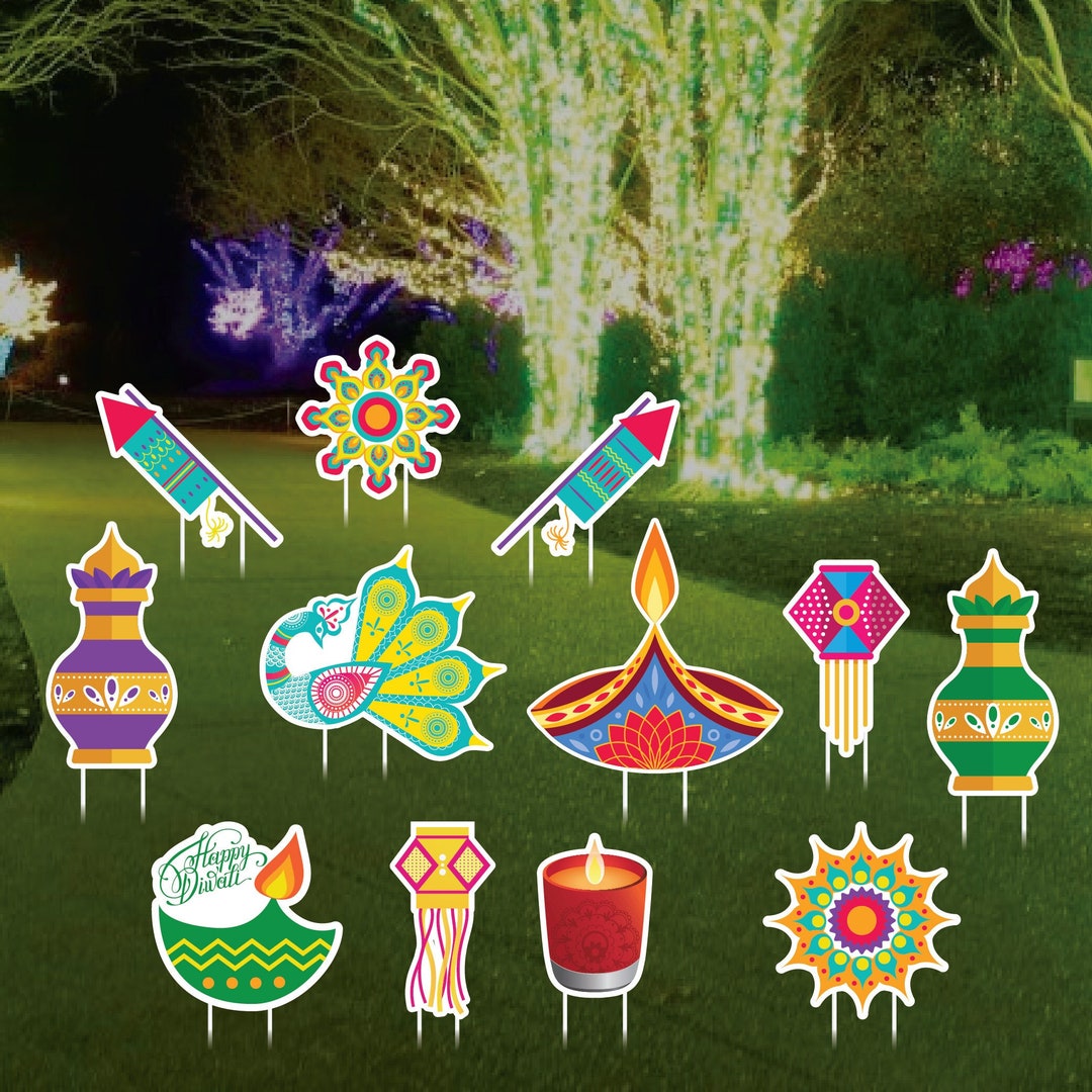 Diwali Yard Sign Cutouts, Coroplast Indian Diwali Festival of Lights