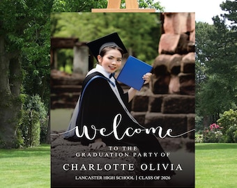 Custom Graduation Foamboard Poster Sign Photo, Personalized Class of 2026 Graduation Foamcore Welcome Sign, Graduate Celebration Sign Decor