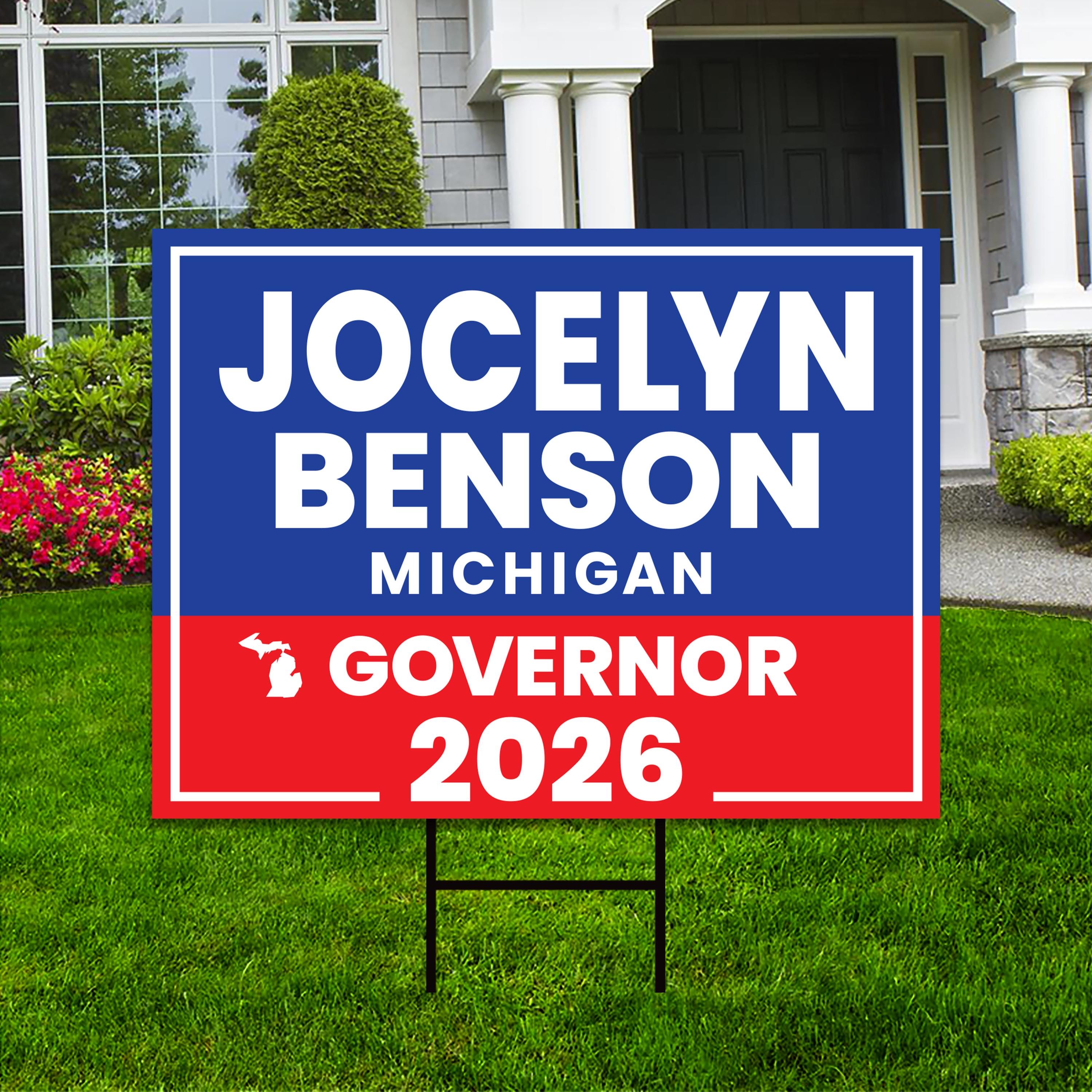 Jocelyn Benson for Michigan Governor 2026 Yard Sign, Corrugated Plastic ...