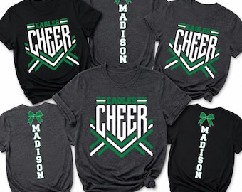 Personalized Cheer Team Shirt, Custom Mascot Name Tee, Cheerleader Top, School Spirit Outfit, Cheer Coach Gift for Athlete, Front Back