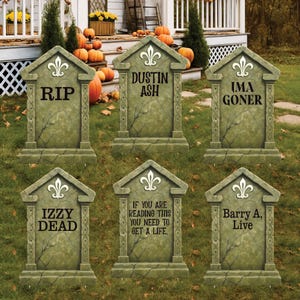 Halloween Tombstone Yard Signs, Graveyard Lawn Decorations with Stakes, Outdoor Gravestone Halloween Décor for Front Yard or Haunted Setup