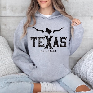 Texas Hoodie, Vintage Texas Unisex Hoodies, Texas Established 1845 Hoodie, Texas State Hooded Sweatshirt, Trendy Texas Hoodie, Texas Gift