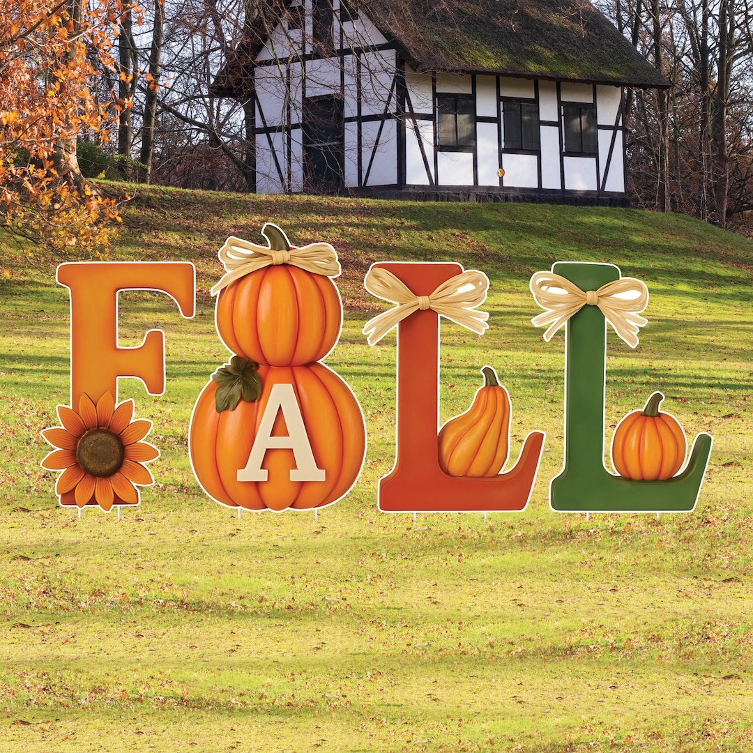 Fall Pumpkin Garden Stakes, Outdoor Harvest Yard Signs, Autumn ...