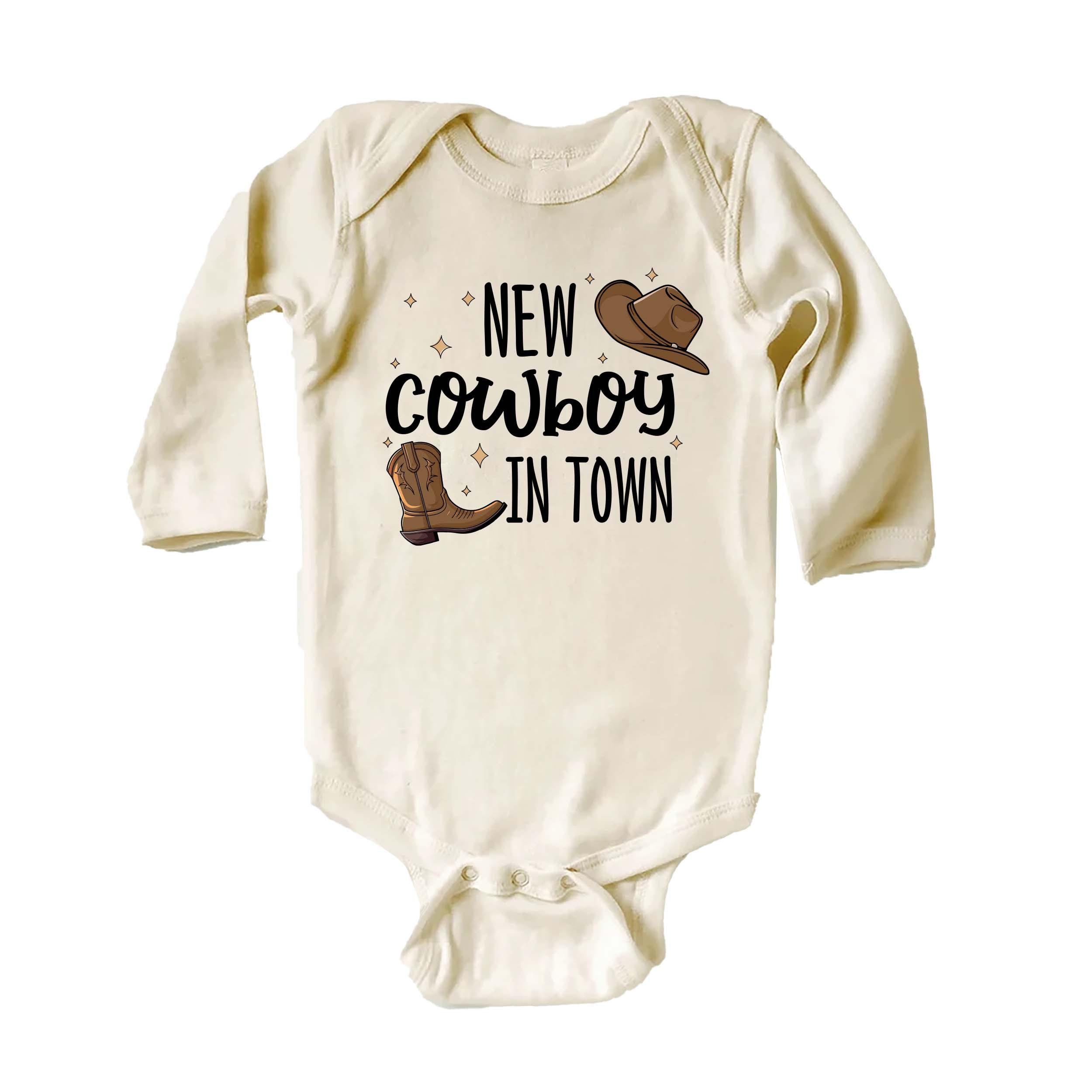 New Cowboy in Town Baby Bodysuit, Baby Shirt, Toddler Sweatshirt - Cute Western Outfit, Country Rodeo Baby Clothes, Cowboy Shower Gift
