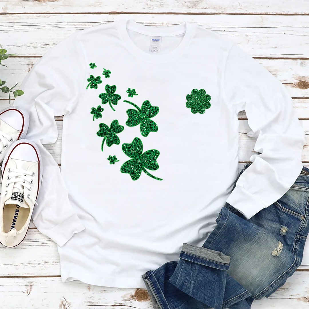 St. Patrick's Day Long Sleeve T-shirt, Shamrock Unisex Long Sleeve ...