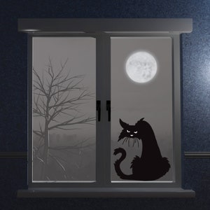 Black Cat Wall Decal Halloween Wall Sticker Window Decal Decorations ...