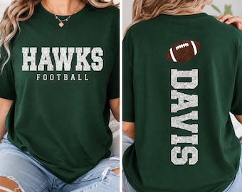 Personalized Football Glitter Shirt, Custom Team Name Tee, Sparkle Game Day T-Shirt, Sports Fan Outfit, Gift for Football Mom, Front Back