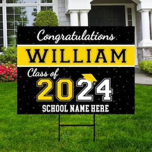 Personalized Graduation Senior Yard Sign 2024, Senior Grad Sign, Class of 2024, Custom Graduation 2024 Yard Sign with Metal H-Stake image 8