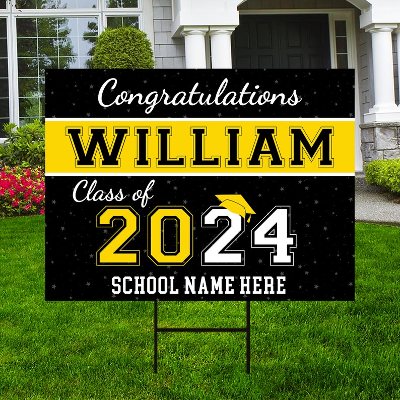 Personalized Graduation Senior Yard Sign 2024, Senior Grad Sign, Class of 2024, Custom Graduation 2024 Yard Sign with Metal H-Stake image 8