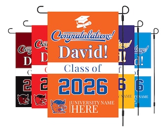 Personalized College Graduation Garden Flag, Double-Sided Custom School, University Logo, Class of 2026 Yard Sign, Graduate Celebration Flag