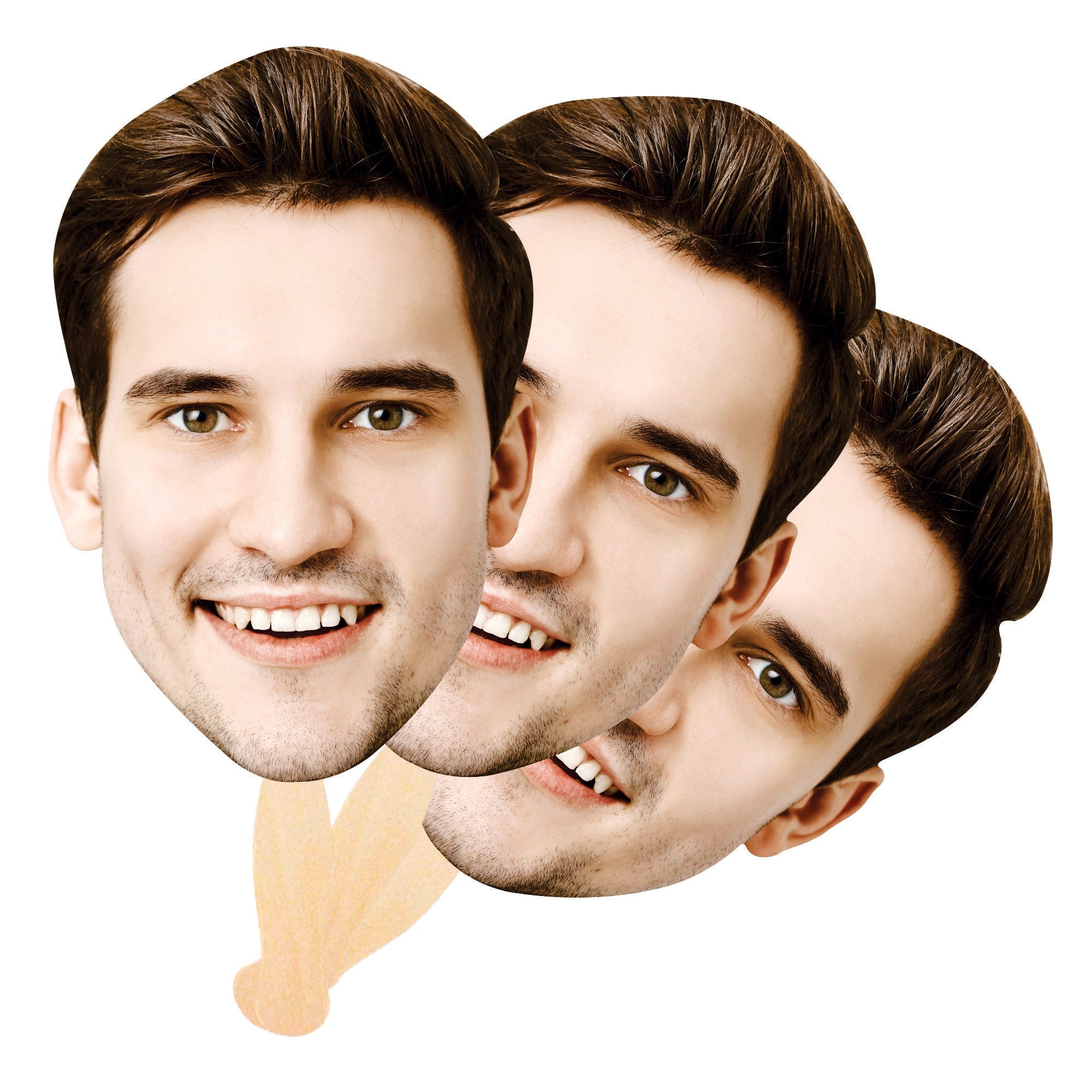 Custom Big Large Face Fans With Wooden Handle, Wedding Heads ...