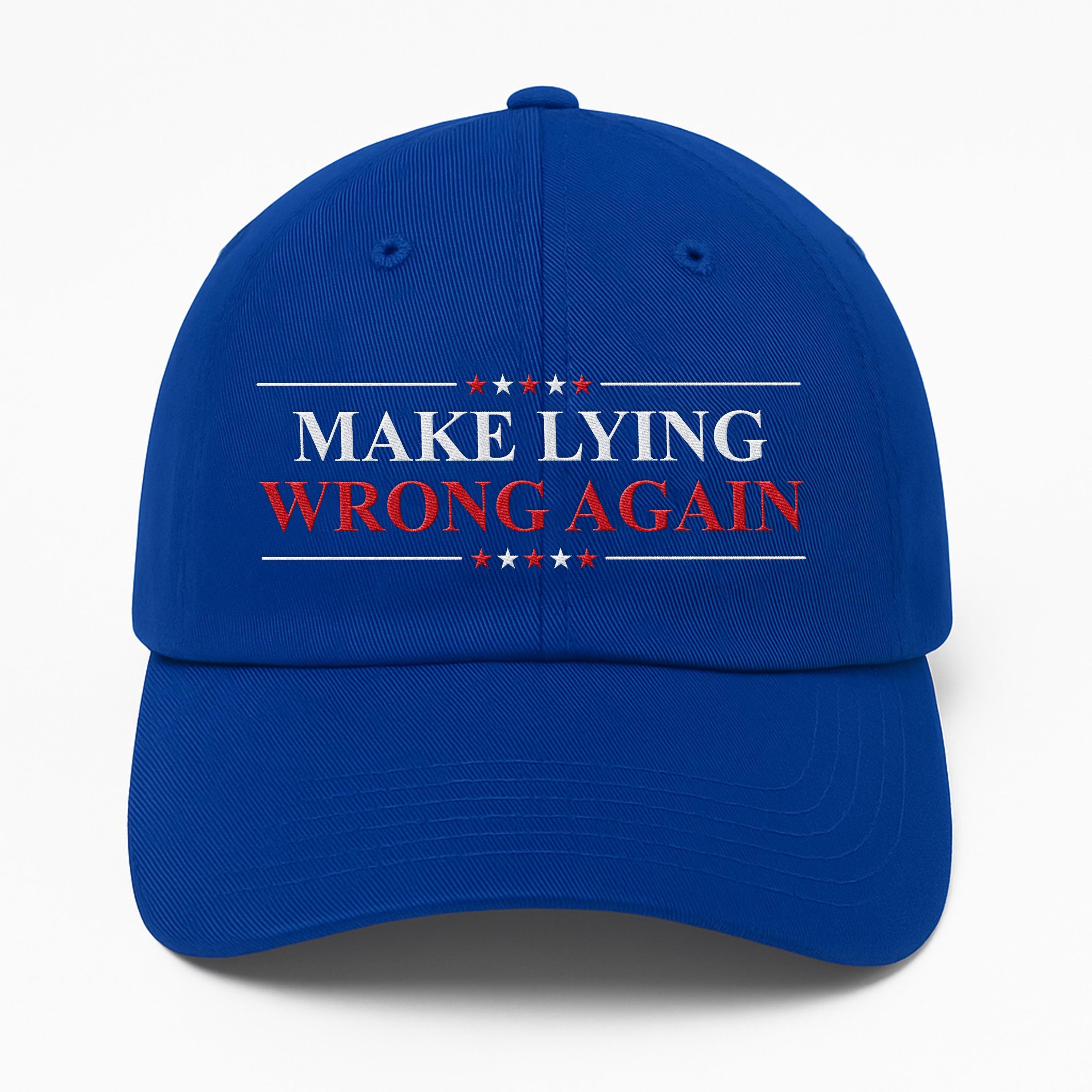 Make Lying Wrong Again Embroidered Hat, Hat Gift for Anti MAGA, Anti ...