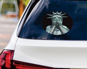Weeping Statue of Liberty Vinyl Sticker, Anti-Trump Decal, Equality, Lady Liberty, Democracy, Anti Racism Car Bumper Sticker, 6" x 4.5"