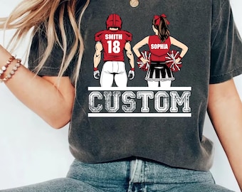 Camiseta de fútbol para animadoras, camiseta de mamá de fútbol y animadoras, camiseta personalizada de jugador de fútbol y animadora, camiseta de mamá de animadoras y fútbol, regalo espiritual
