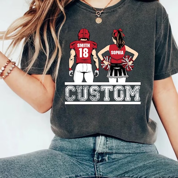 Cheer Football Shirt, Football and Cheer Mom Shirt, Custom Football Player and Cheerleader Tee, Mom of Cheer and Football Shirt, Spirit Gift