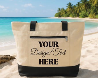 Bolsa de mano personalizada con cremallera, bolsa de playa de lona con texto personalizado, foto y logotipo, regalo para dama de honor y despedida de soltera, bolsa de mano para paseo en barco por el lago