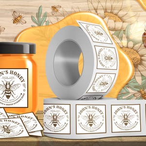 Personalized Honey Roll Labels, Custom Honey Product Stickers, Business Honey Labels for Mason, Honey Bee Favors, Honey Lid Stickers