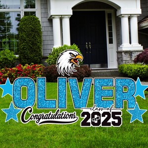 Personalized Graduation Yard Sign Letters 18&quot;, Custom Graduation Yard Cutouts Congratulations Grad 2025 Yard Décor With Metal Stakes