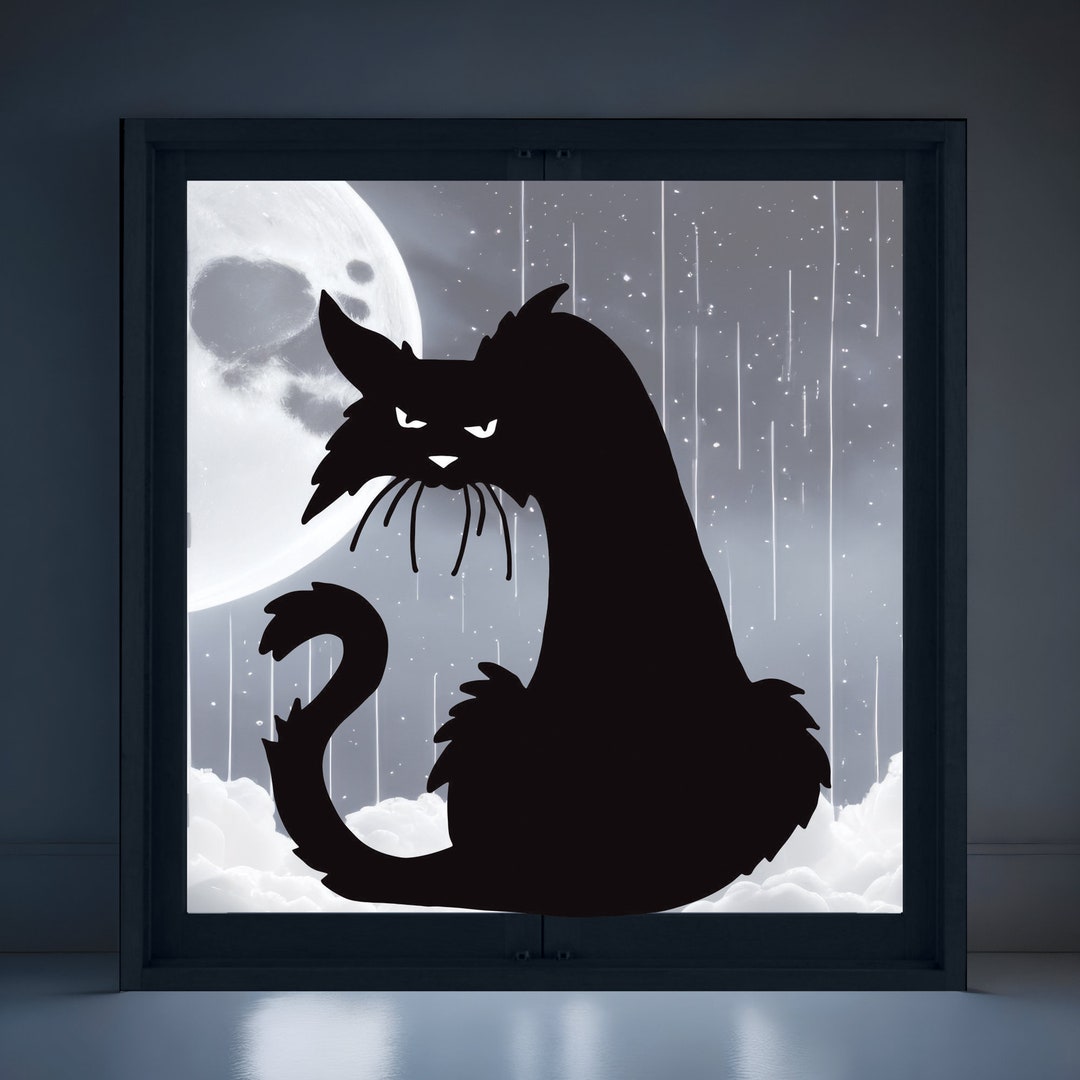 thumbnail image 2 of Spooky Black Cat Silhouette Vinyl Decal - Halloween Sticker For Car, Window, Laptop 2 of 5