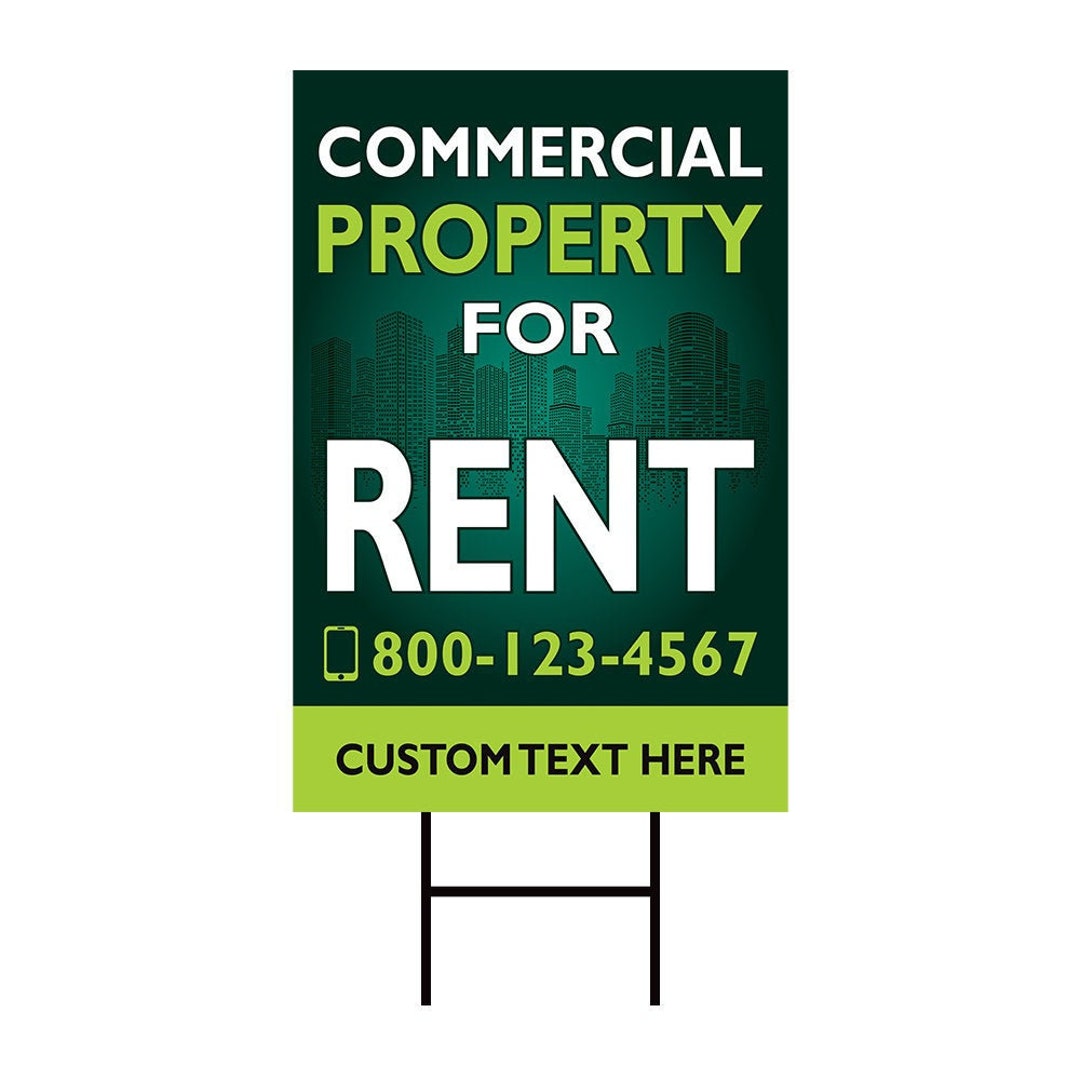 Commercial Property for Rent Yard Sign Personalized 24 X 36 Coroplast
