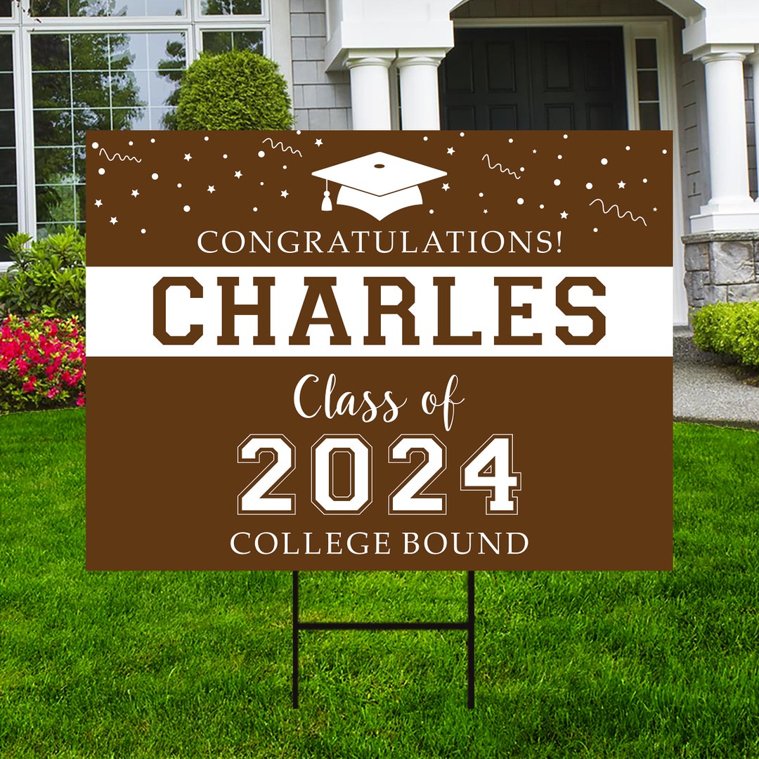 Personalized College Bound Yard Sign, College Bound Sign Logo, Custom