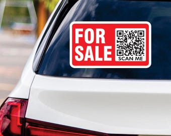 Custom for Sale Sign Car, Sale Vinyl Sticker for Real Estate, Business, Personalized QR Code Decal, Advertise Your Items Sticker, 14" x 8"