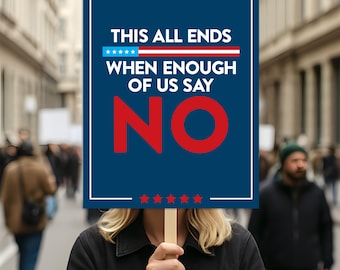 Abolish ICE No One Is Illegal Protest Sign, No Kings In America, Anti-Trump Resistance Political Protest Poster, Resist Fascism Rally Sign