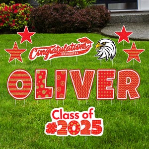 Personalized Graduation Yard Sign Letters 18&quot;, Custom Graduation Yard Cutouts Congratulations Grad 2025 Yard Décor With Metal Stakes