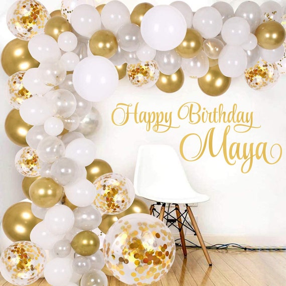 Personalized Happy Birthday Name Wall Decal, Happy Birthday Party Backdrop  Custom Name Sticker, Vinyl Decal Happy Birthday for Balloon Arch 