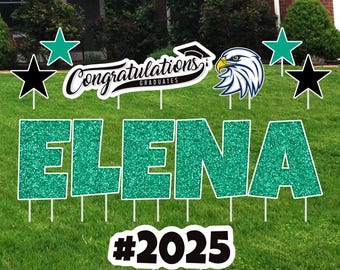 Personalized Graduation Yard Sign Letters 18&quot;, Custom Graduation Yard Cutouts Congratulations Grad 2025 Yard Décor With Metal Stakes