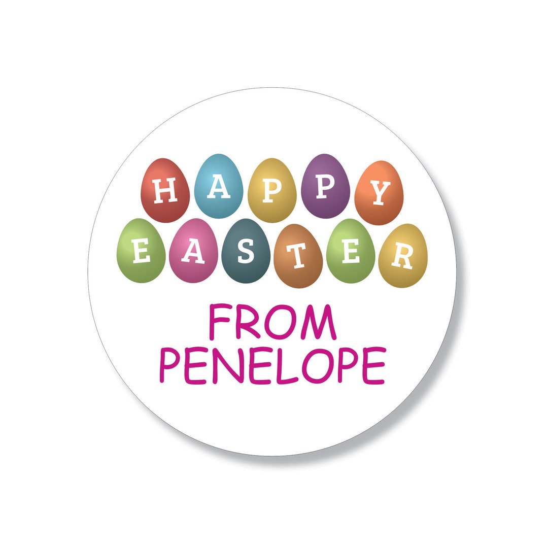 Personalized Easter Stickers Custom Easter Bunny With Eggs Etsy