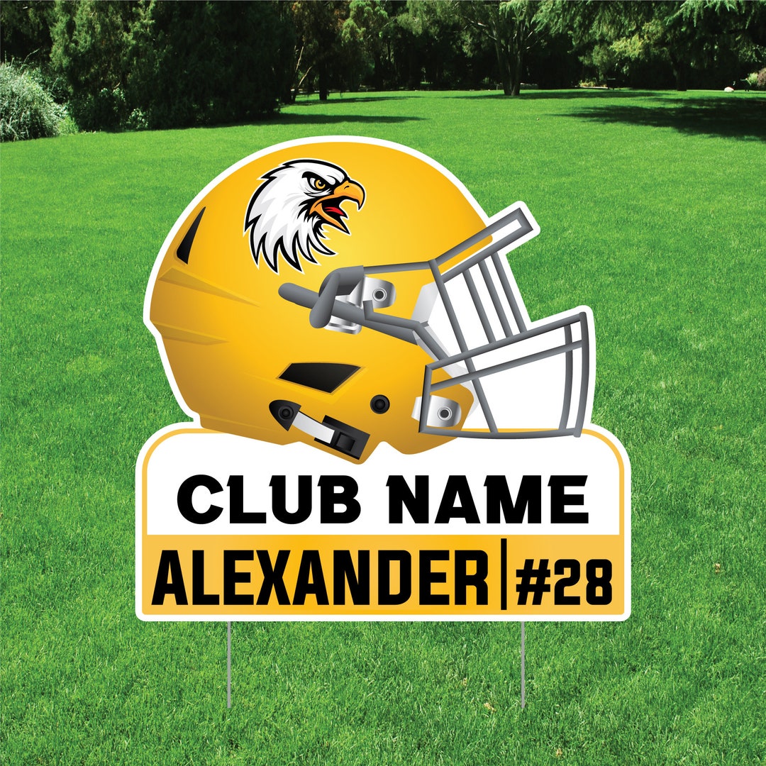 Personalized Football Helmet Yard Sign 24 X 24, Custom Name, Number