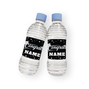 25 Pcs Custom Graduation 2026 Water Bottle Labels, Add Name Personalized Class of 2026 Graduation Party Decorations, Waterproof Grad Favors