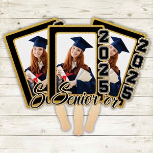 Custom Graduation 2025 Fans With Wooden Handle, Photo Fans, 2025 Graduation Fans, Class of 2025, Senior 2025 Fans, Fan on a Stick