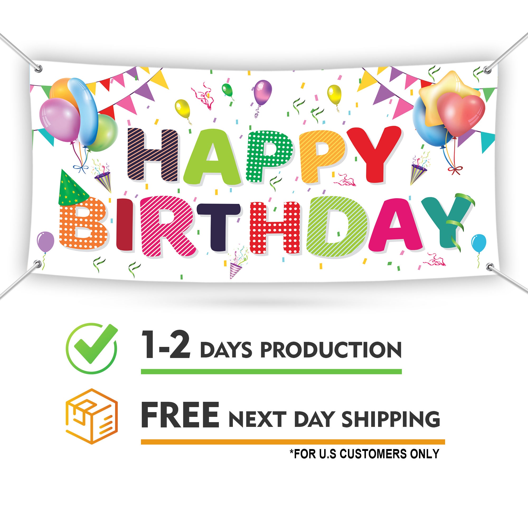 Happy Birthday Banner Sign - 13 Oz Heavy Duty Waterproof