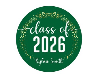 Personalized Graduation 2026 Stickers, Custom Class of 2026 Stickers, 2026 Graduation Labels, Round Graduation Party Favors, Gift Sticker