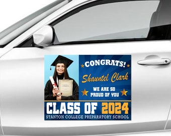 Custom Graduation Magnet - Congrats Grad - Graduation 2024 - Personalized Graduation Car Magnet - Car Parade Magnets - Custom Color Magnets