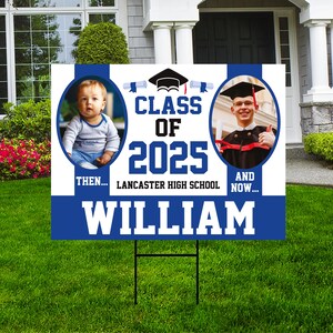 Plaque de jardin personnalisée pour l&#39;obtention du diplôme 2025 avec photo - Plaque de remise des diplômes 2025, promotion 2025 personnalisée avec piquet en H en métal