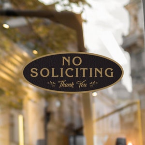 No Soliciting Sign Sticker - No Soliciting Thank You Decal Adhesive Vinyl Door Sign for House, Office
