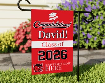Personalized College Graduation Garden Flag, Double-Sided Custom School, University Logo, Class of 2026 Yard Sign, Graduate Celebration Flag