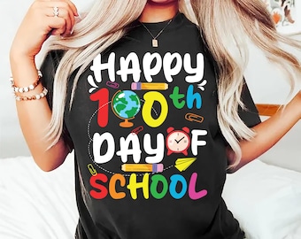 100 Days of Kindergarten Shirt, Happy 100th Day of School Teacher Tee, Kindergarten Teacher Shirt, Teacher Life, School Celebration Top