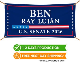 Écusson Ben Ray Luján pour le Sénat américain du Nouveau-Mexique, 13 oz imperméable à l'eau pour Élection 2026 du Sénat américain, bannière démocrate en vinyle avec oeillets en métal